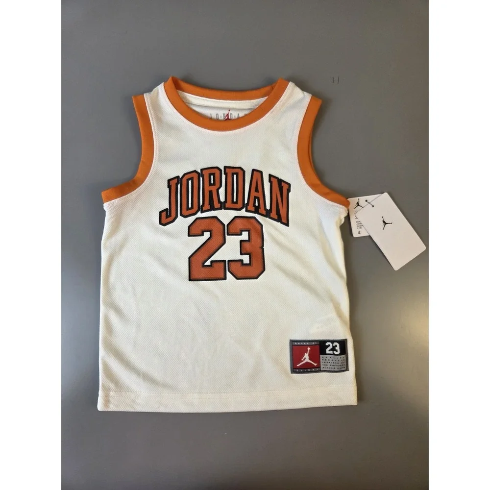 Jordan 23 Mesh Jersey Boys Size XS (3-4 yrs) Ivory White Orange NWT